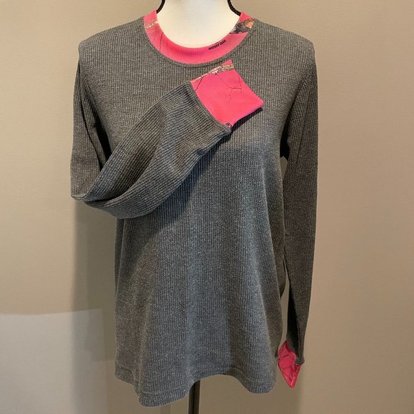 Mossy Oak Womens Pink Accented Long Sl. Thermal Shirt sz L EUC - Picture 4 of 4